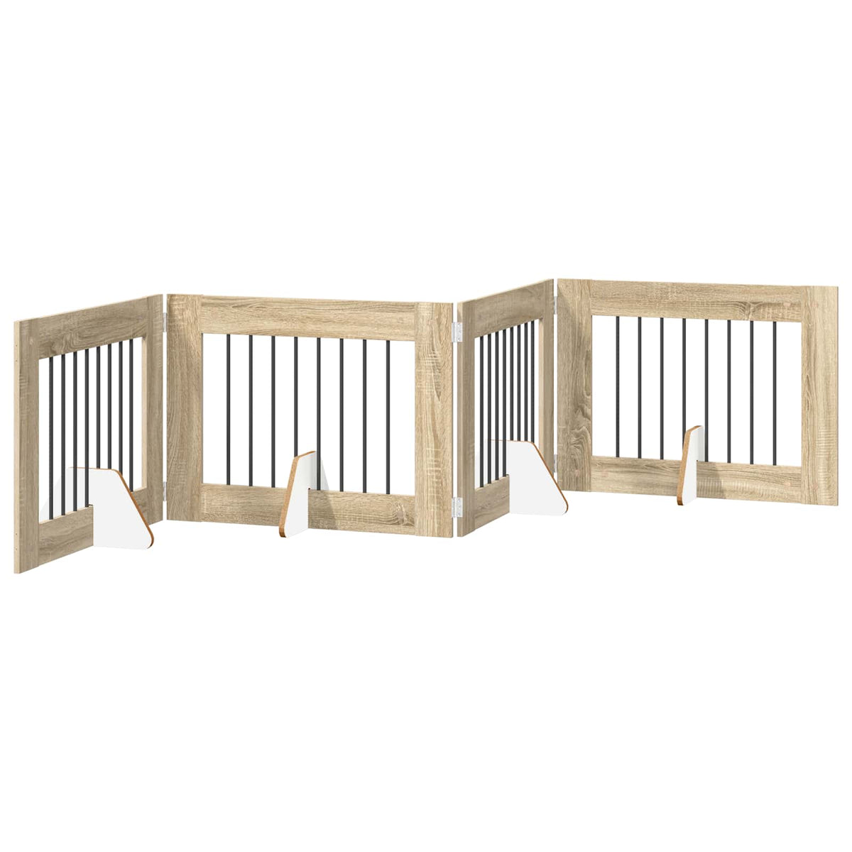 Foldable Dog Gate with Stands 4 pcs Sonoma Oak 321 cm