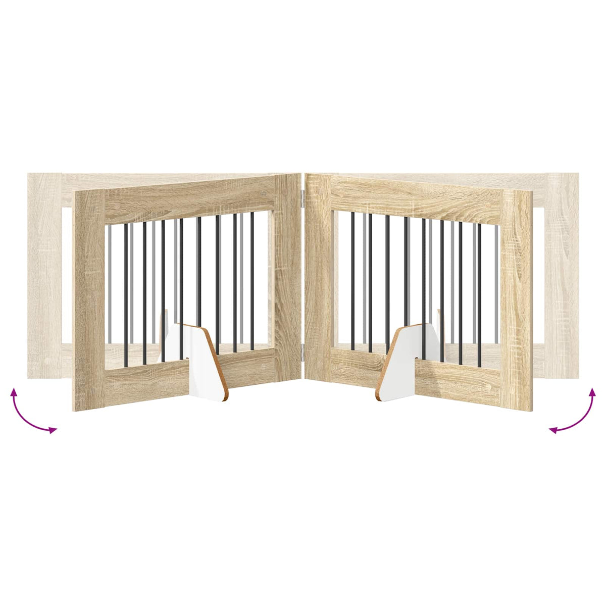 Foldable Dog Gate with Stands 4 pcs Sonoma Oak 321 cm