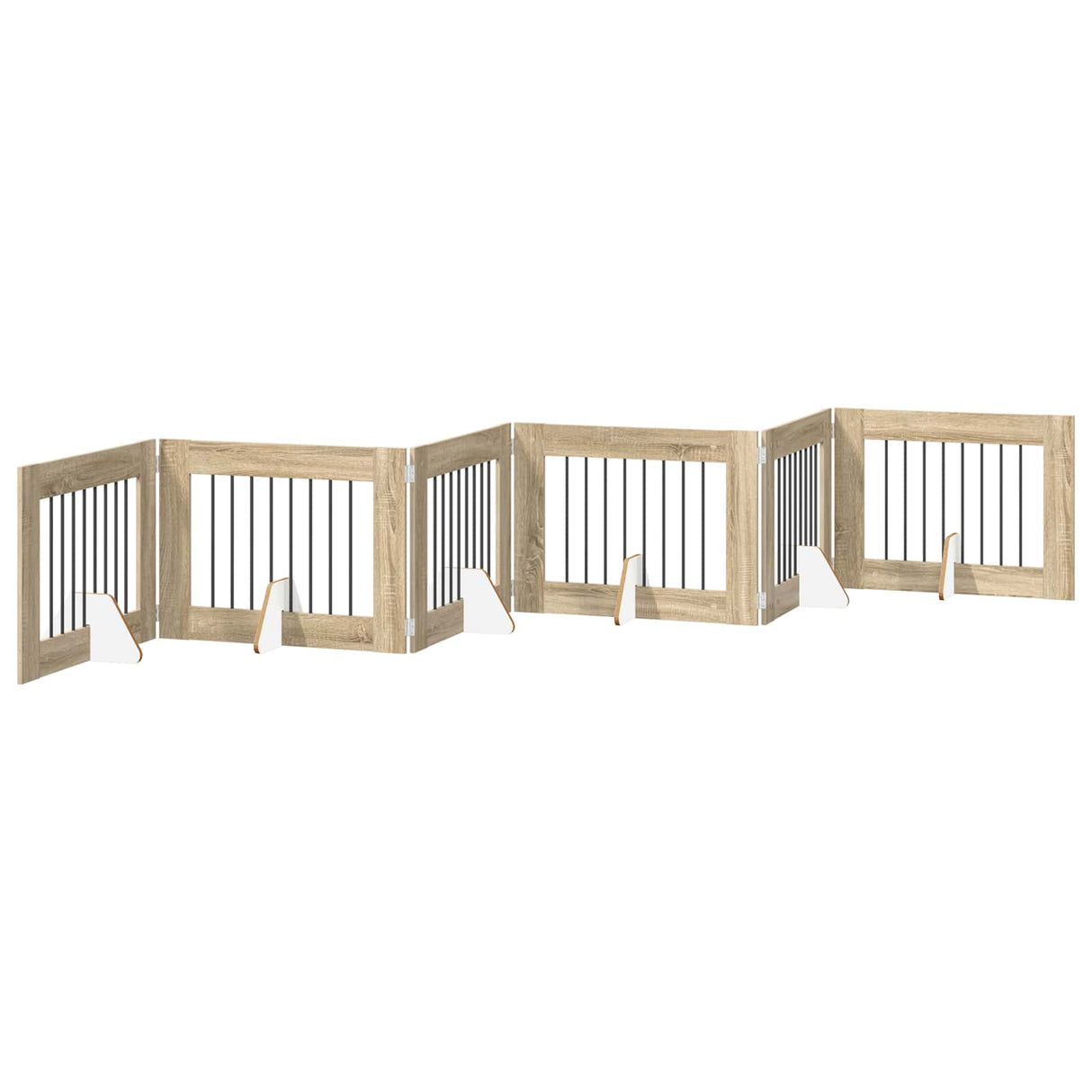 Foldable Dog Gate with Stands 6 pcs Sonoma Oak 482 cm