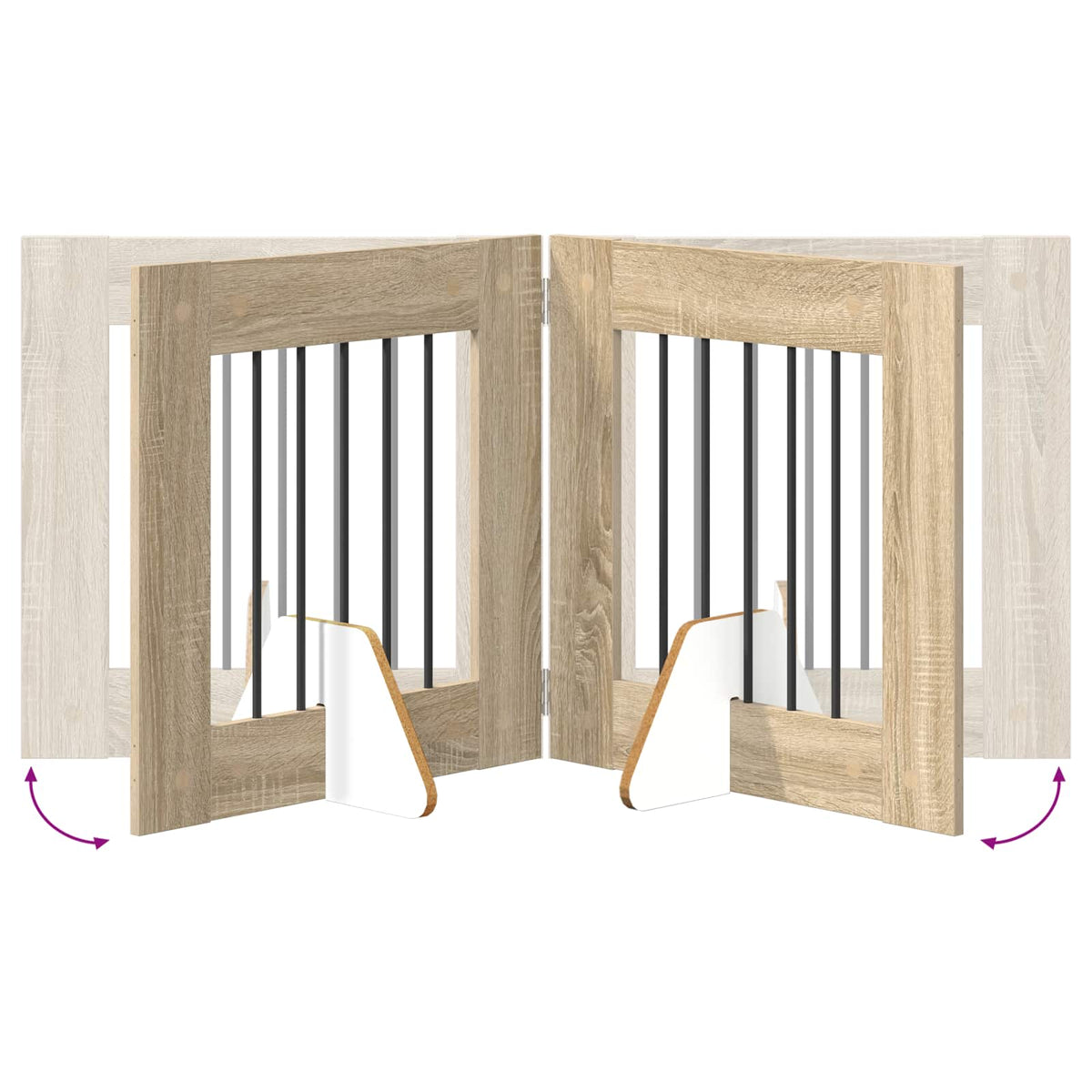 Foldable Dog Gate with Stands 4 pcs Sonoma Oak 241 cm