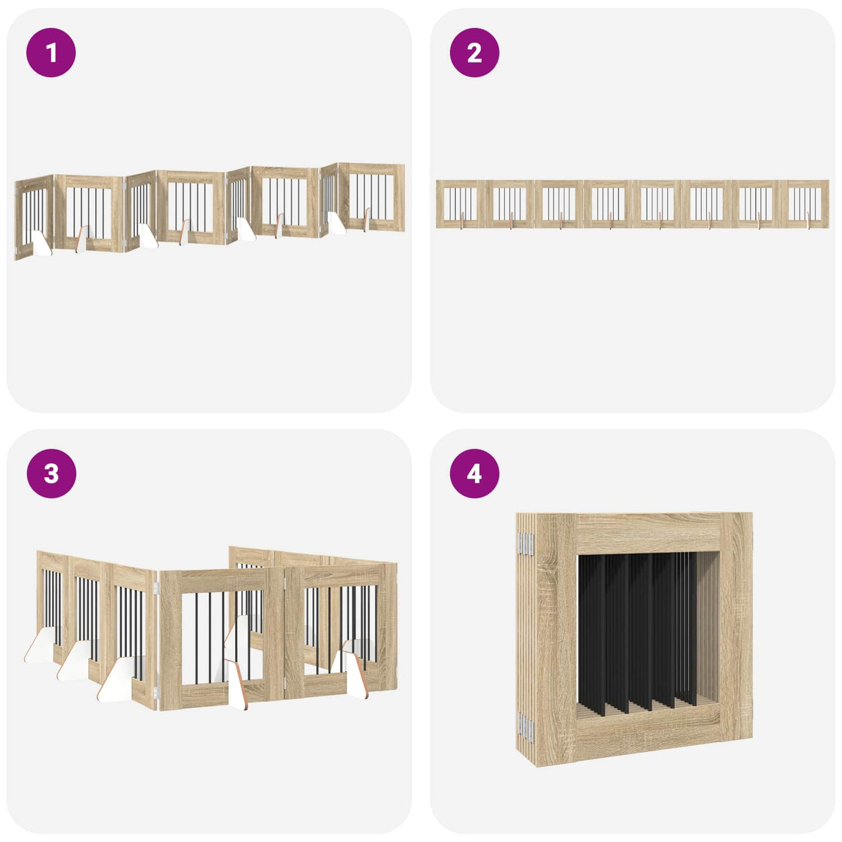 Foldable Dog Gate with Stands 8 pcs Sonoma Oak 60 cm