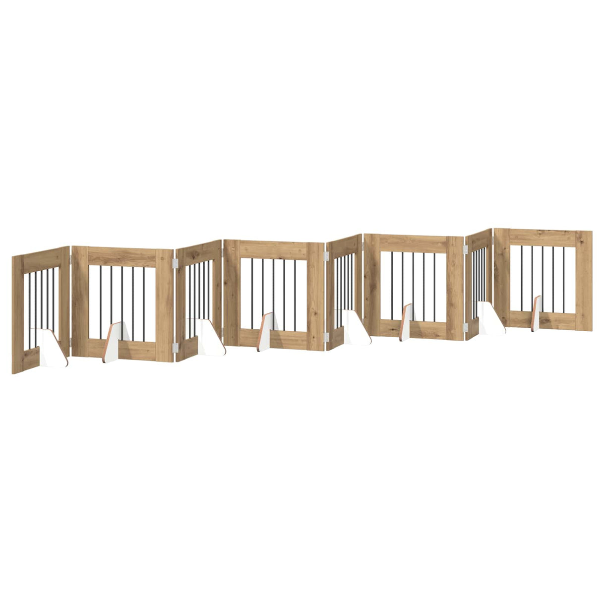 Foldable Dog Gate with Stands 8 pcs Artisan Oak 60 cm