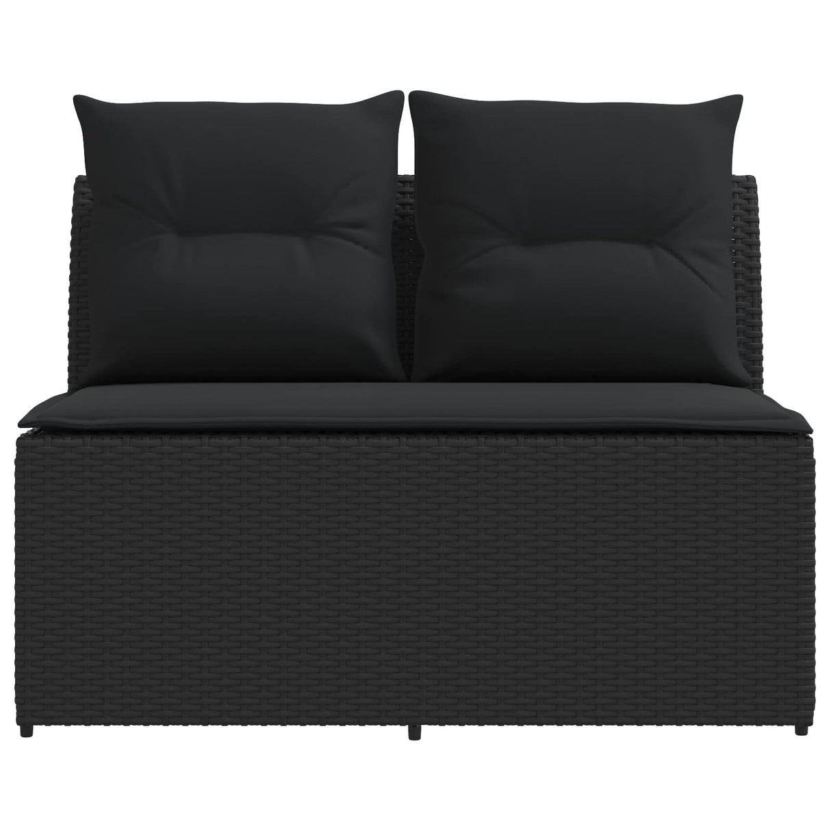 2 Piece Garden middle sofa with lift-up table Poly Rattan Black