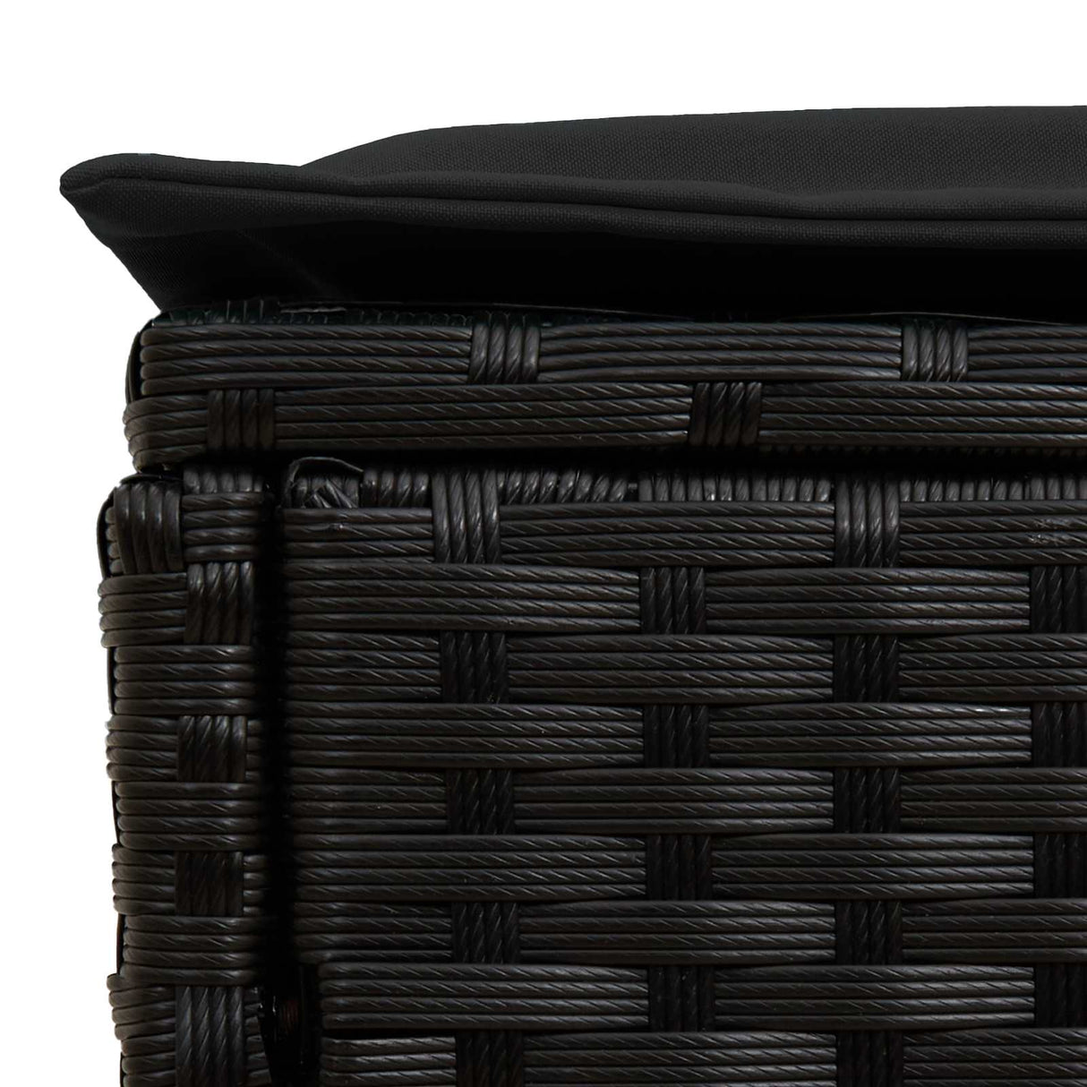 Garden Footstool with Pillow Black 80 x 38 x 45 cm PE Rattan