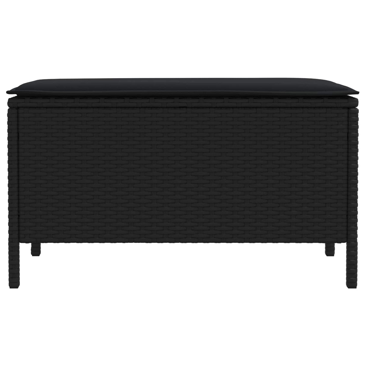 Garden Footstool with Pillow Black 80 x 38 x 45 cm PE Rattan