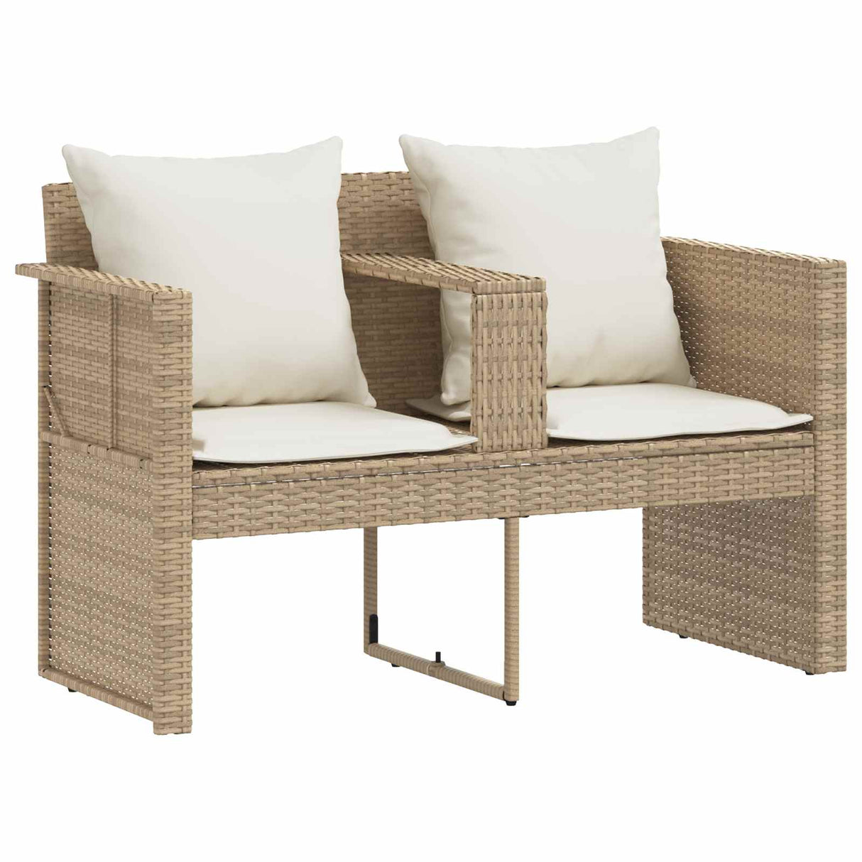Garden Sofa 8 pcs Poly Rattan Beige and Cream White