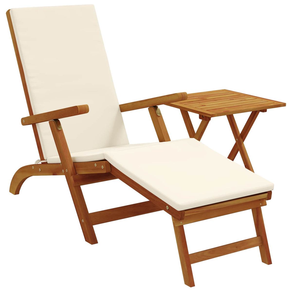 Reclining and Folding Sunlounger 2 pcs Solid Acacia Wood
