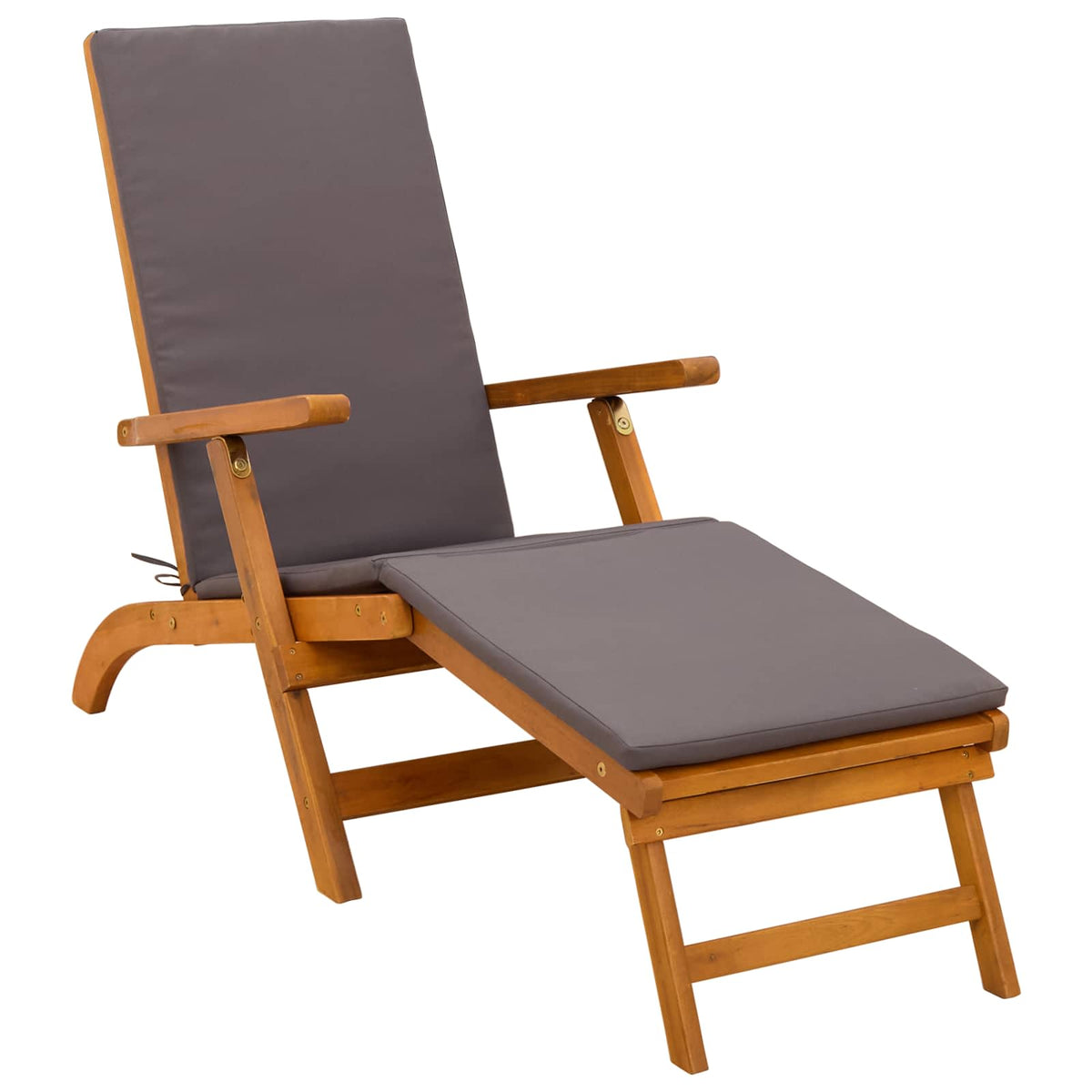 Reclining and Folding Sunlounger 2 pcs Solid Acacia Wood