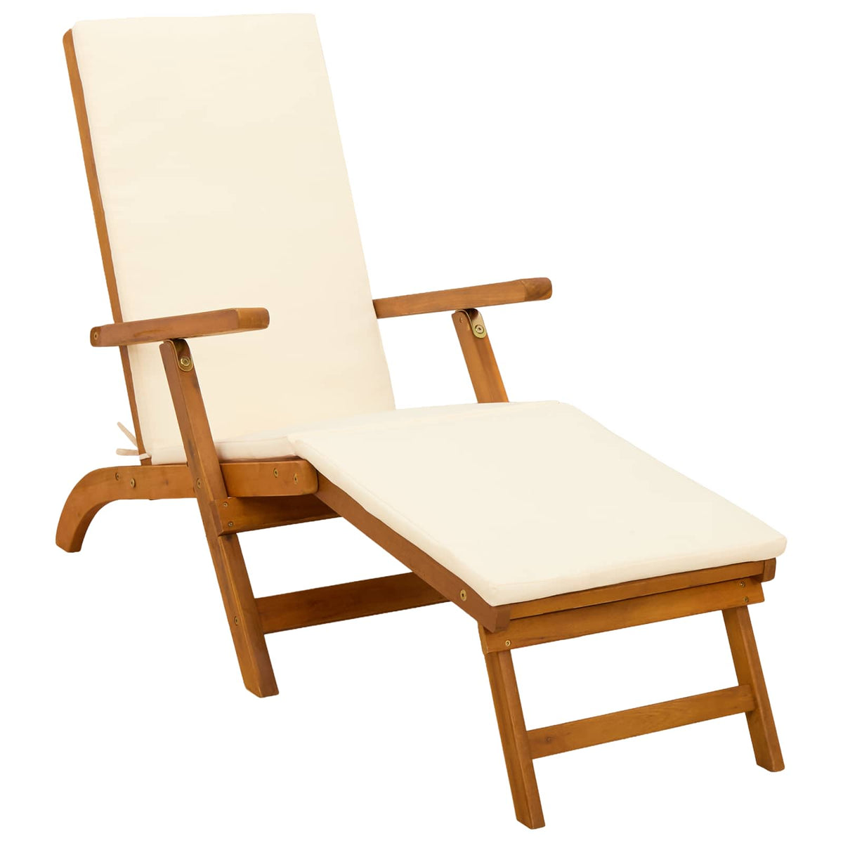 Reclining and Folding Sunlounger 3 pcs Solid Acacia Wood