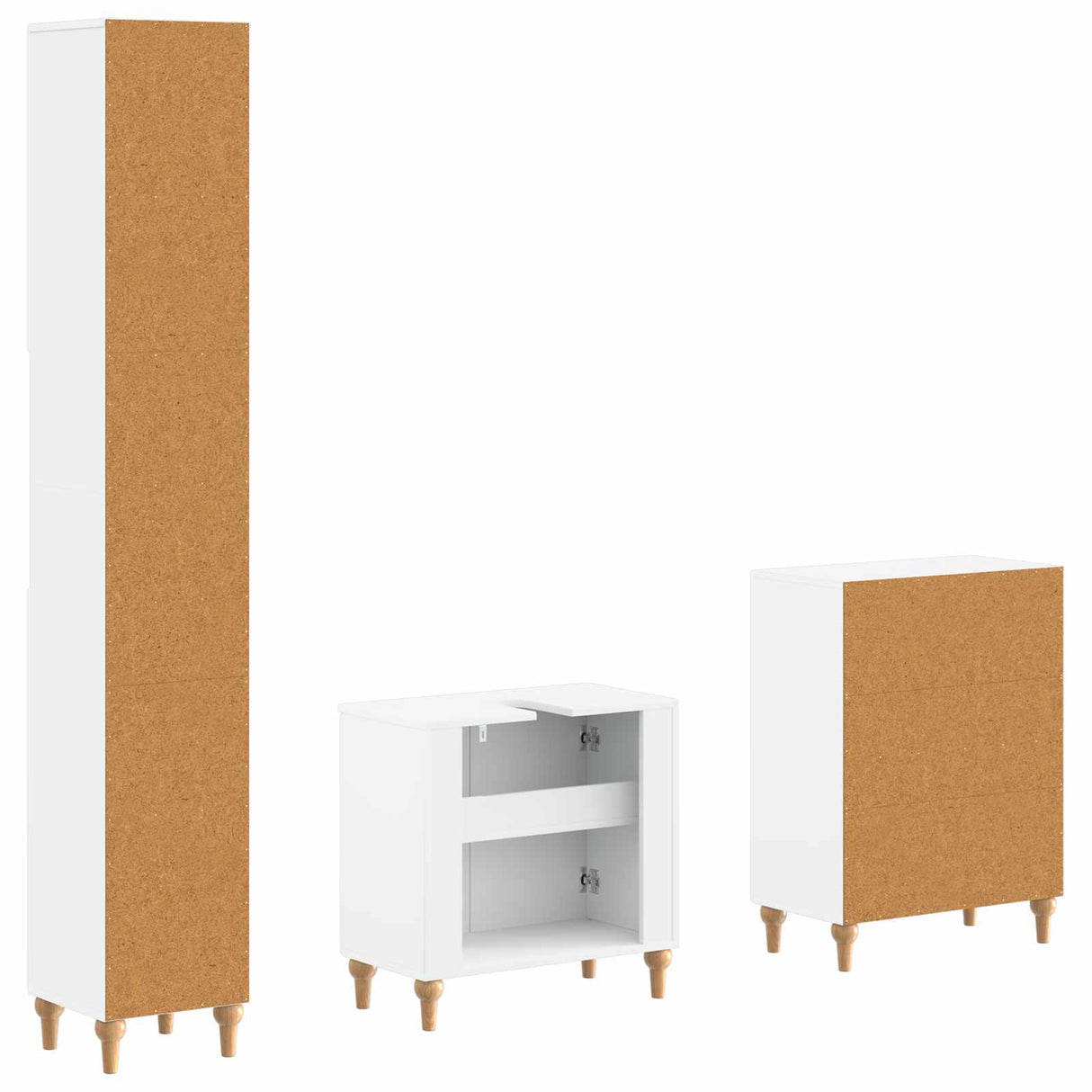 3 Piece Bathroom Cabinet Set ALKMAAR White Engineered Wood