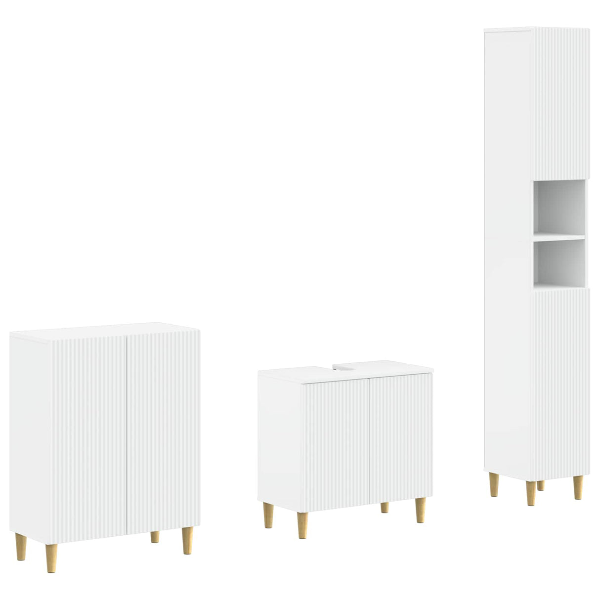 3 Piece Bathroom Cabinet Set ARNHEM White Engineered Wood