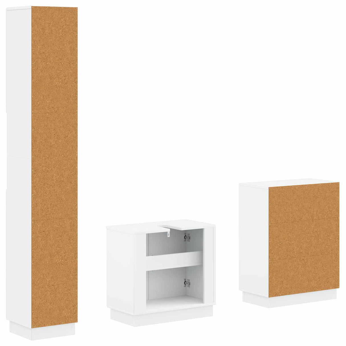 3 Piece Bathroom Cabinet Set HOORN White Engineered Wood