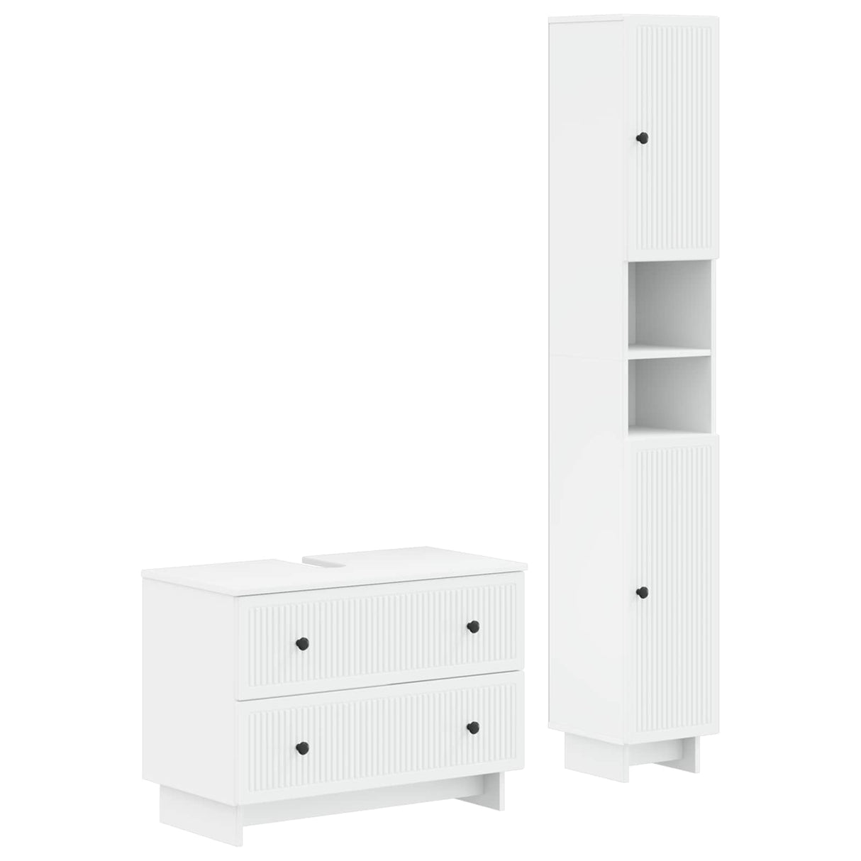 2 Piece Bathroom Cabinet Set EDE White Engineered Wood