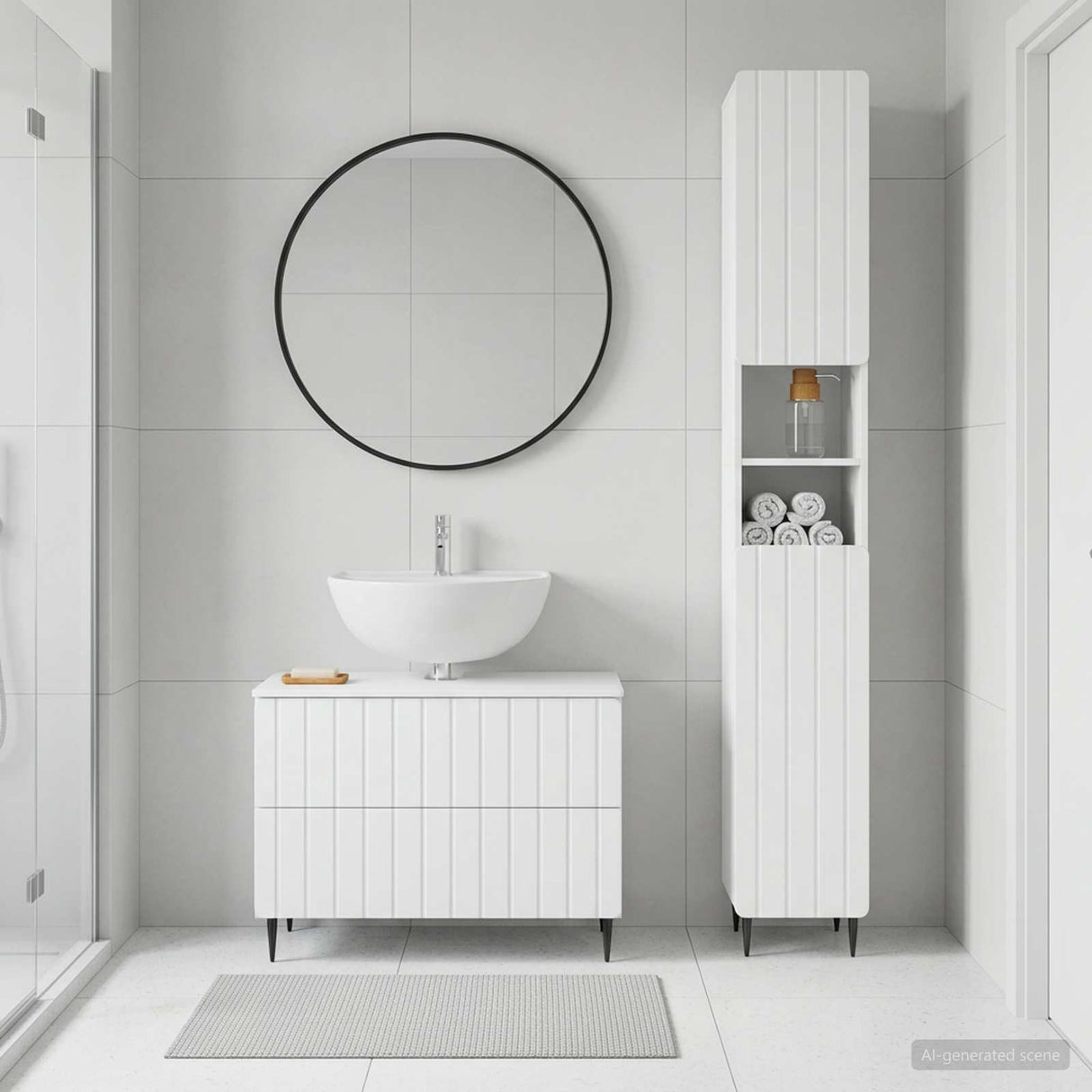 2 Piece Bathroom Cabinet Set ZWOLLE White Engineered Wood