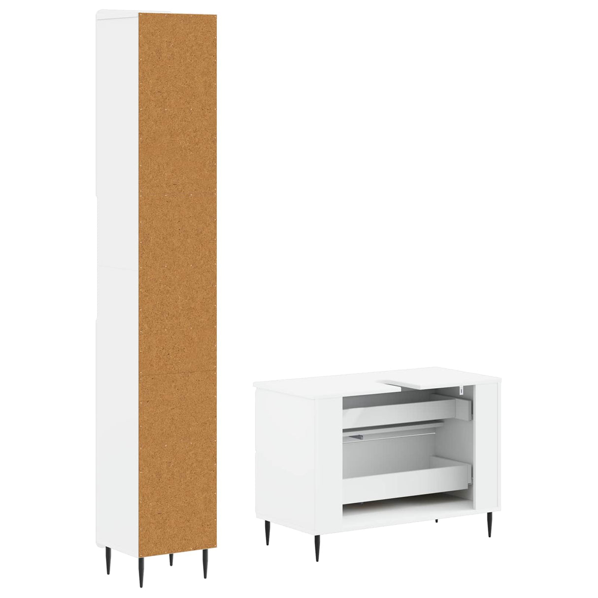 2 Piece Bathroom Cabinet Set ZWOLLE White Engineered Wood