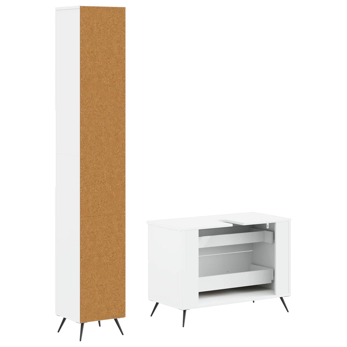 2 Piece Bathroom Cabinet Set BREDA White Engineered Wood
