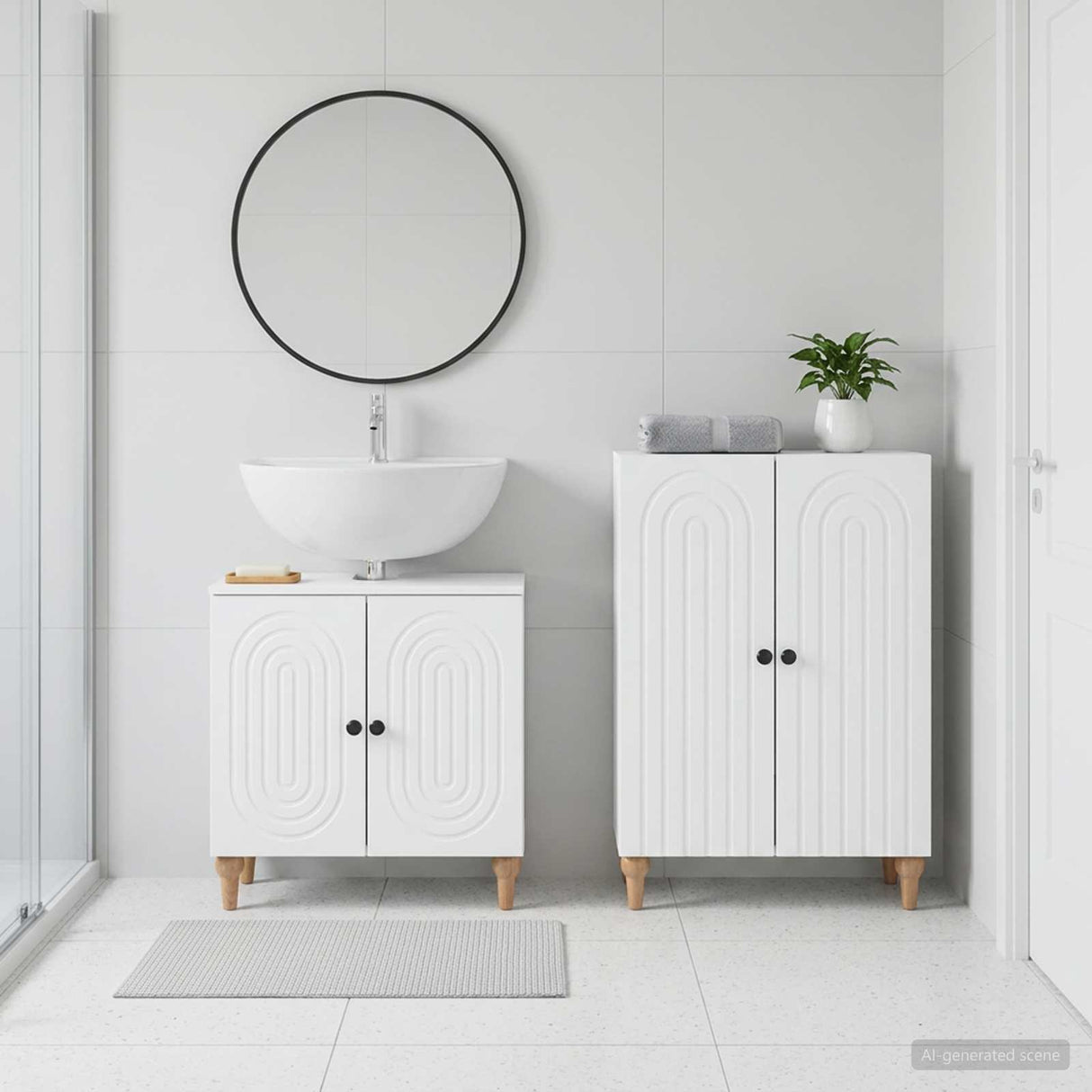2 Piece Bathroom Cabinet Set ALKMAAR White Engineered Wood