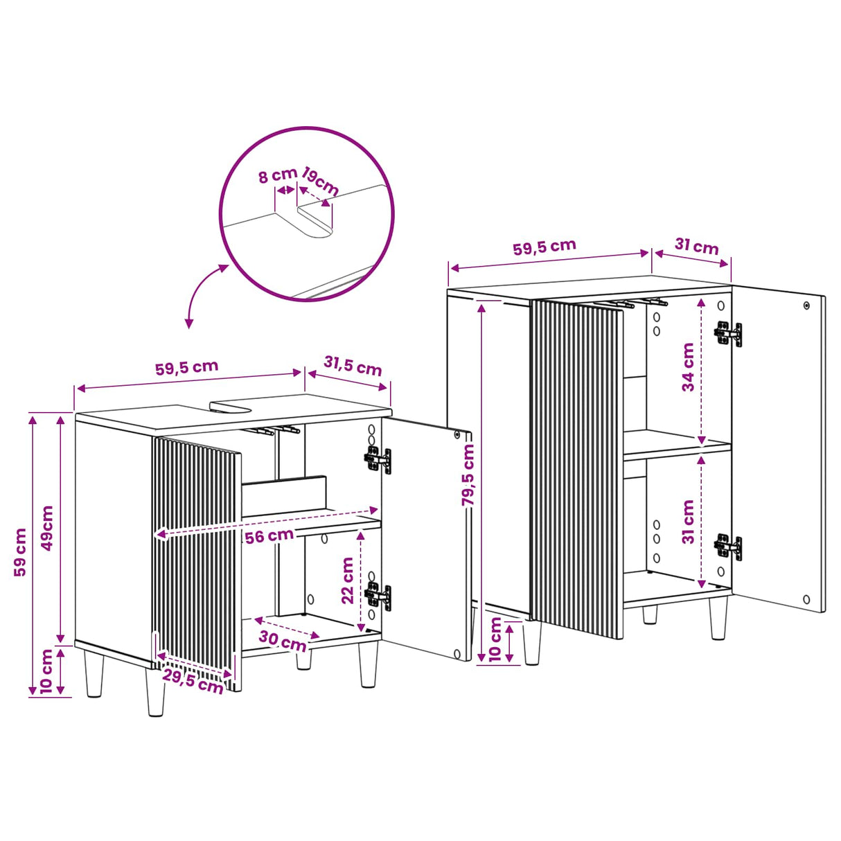 2 Piece Bathroom Cabinet Set ARNHEM White Engineered Wood