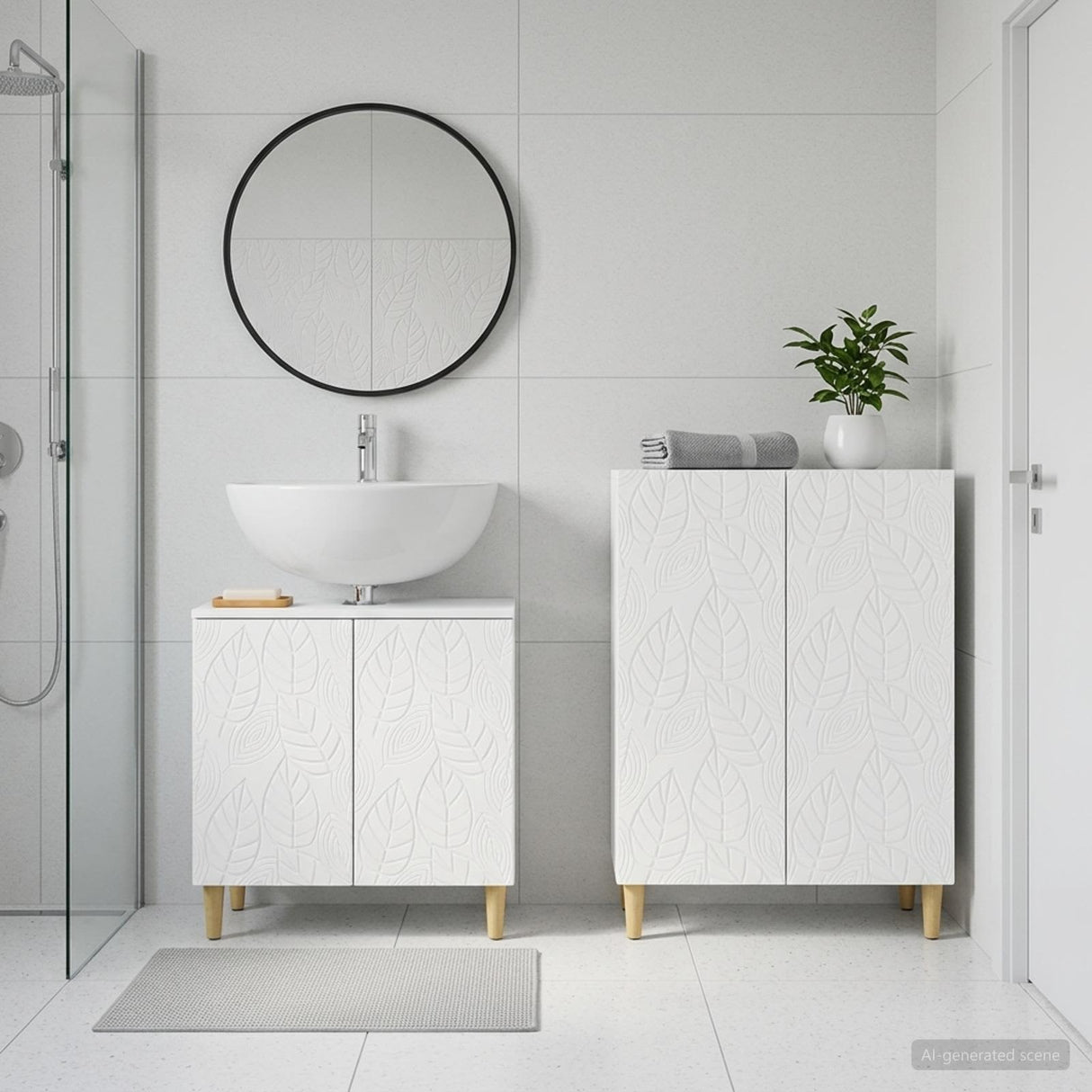 2 Piece Bathroom Cabinet Set DELFT White Engineered Wood