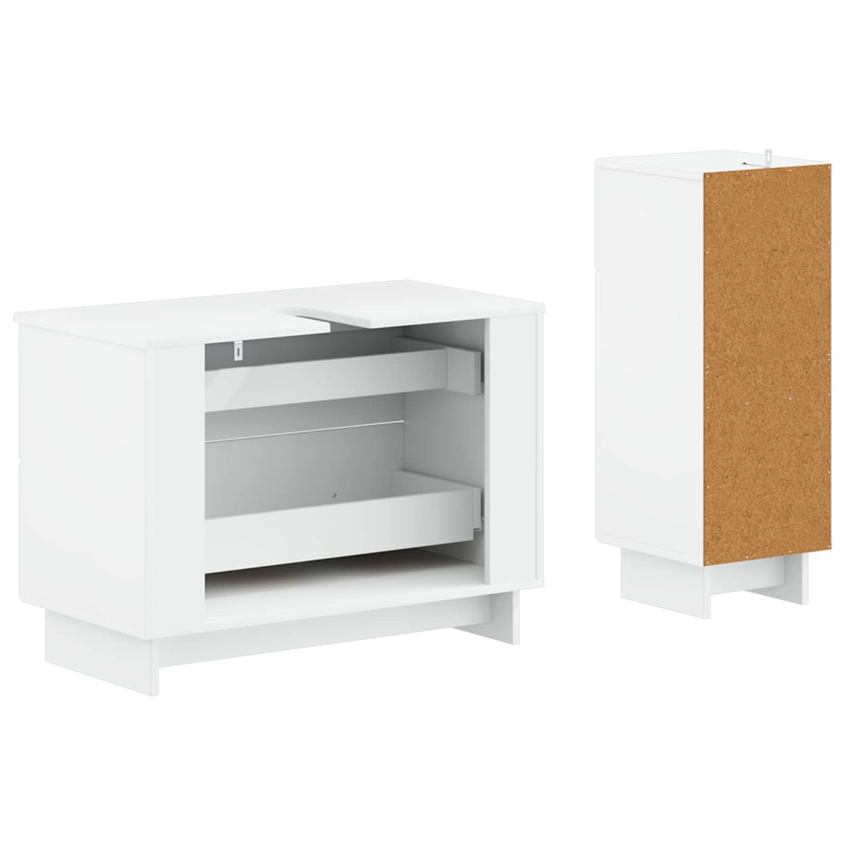 2 Piece Bathroom Cabinet Set EDE White Engineered Wood