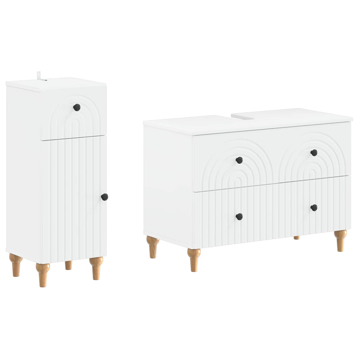 2 Piece Bathroom Cabinet Set ALKMAAR White Engineered Wood