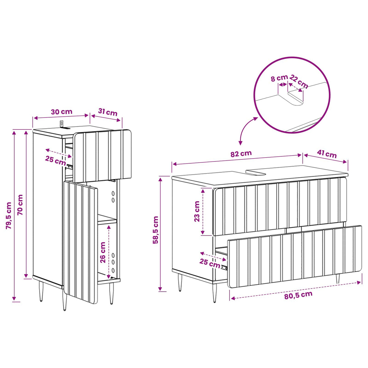 2 Piece Bathroom Cabinet Set ZWOLLE White Engineered Wood