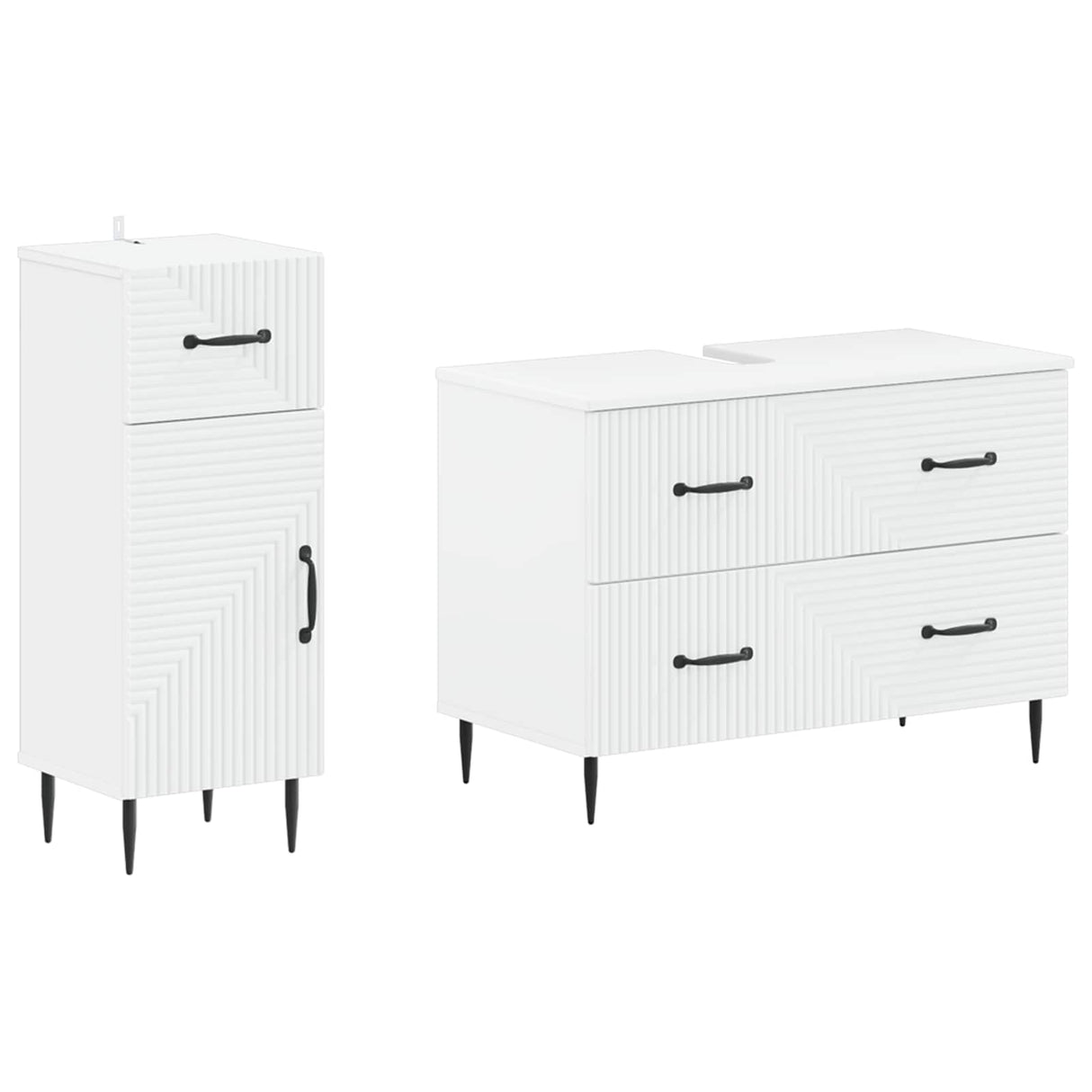 2 Piece Bathroom Cabinet Set HAARLEM White Engineered Wood