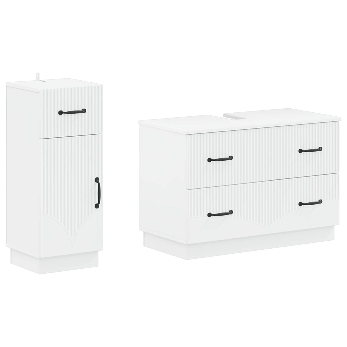 2 Piece Bathroom Cabinet Set HOORN White Engineered Wood
