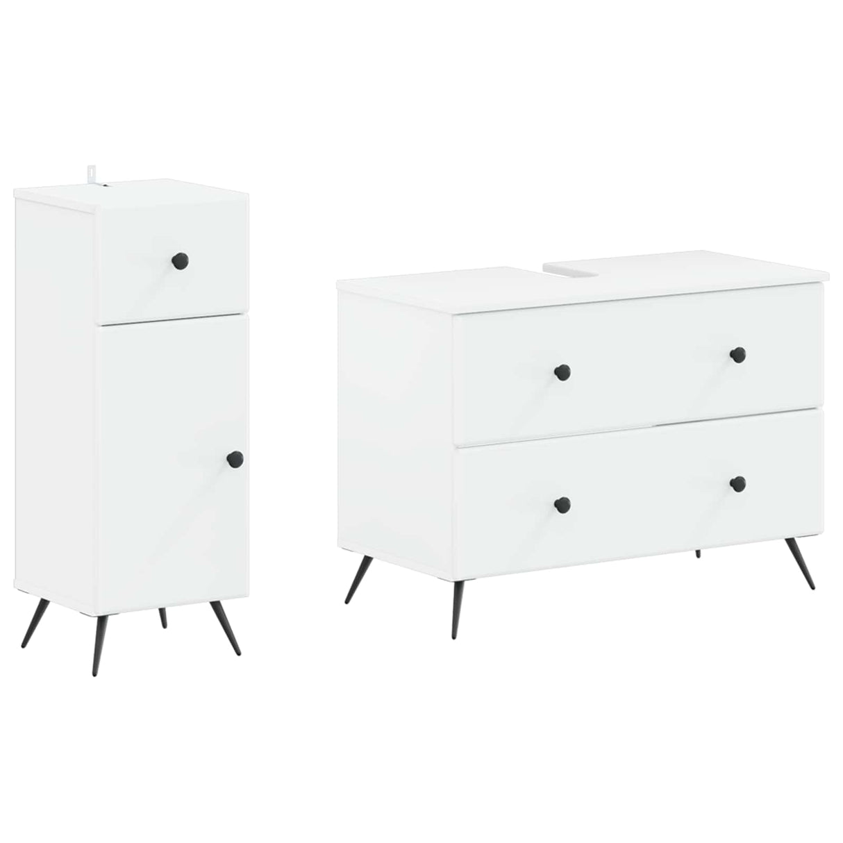 2 Piece Bathroom Cabinet Set BREDA White Engineered Wood