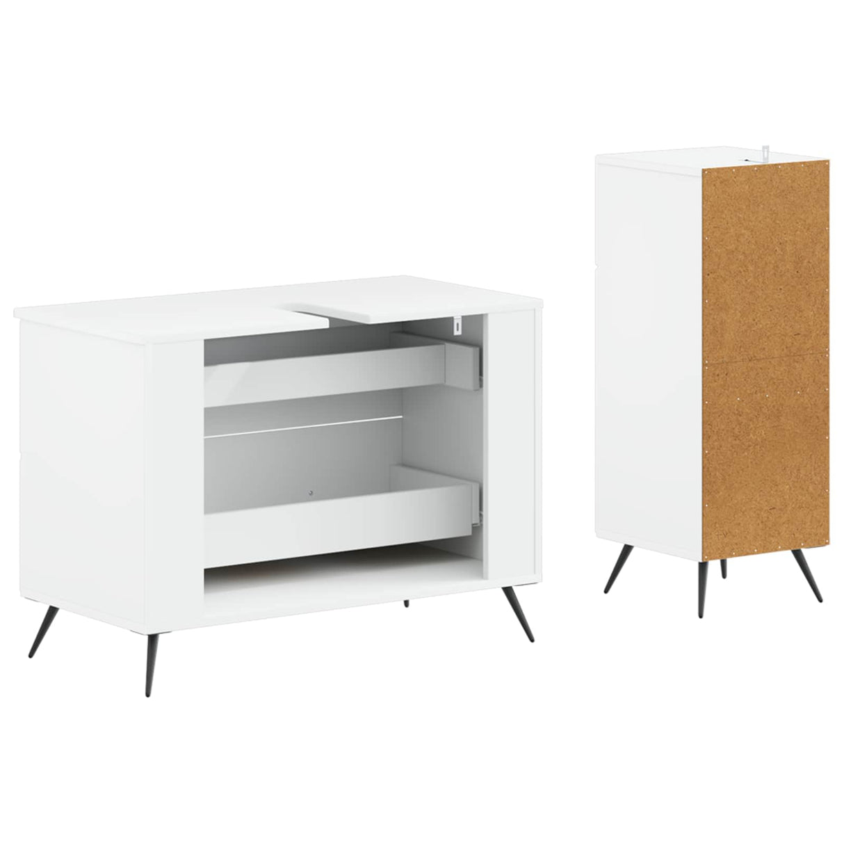 2 Piece Bathroom Cabinet Set BREDA White Engineered Wood