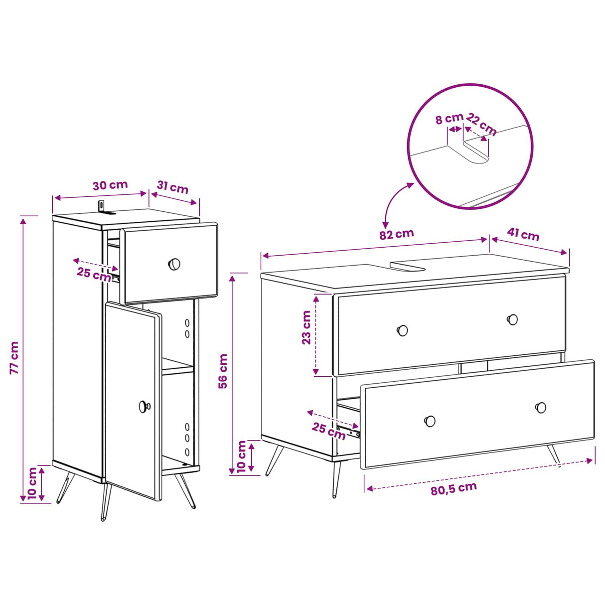 2 Piece Bathroom Cabinet Set BREDA White Engineered Wood
