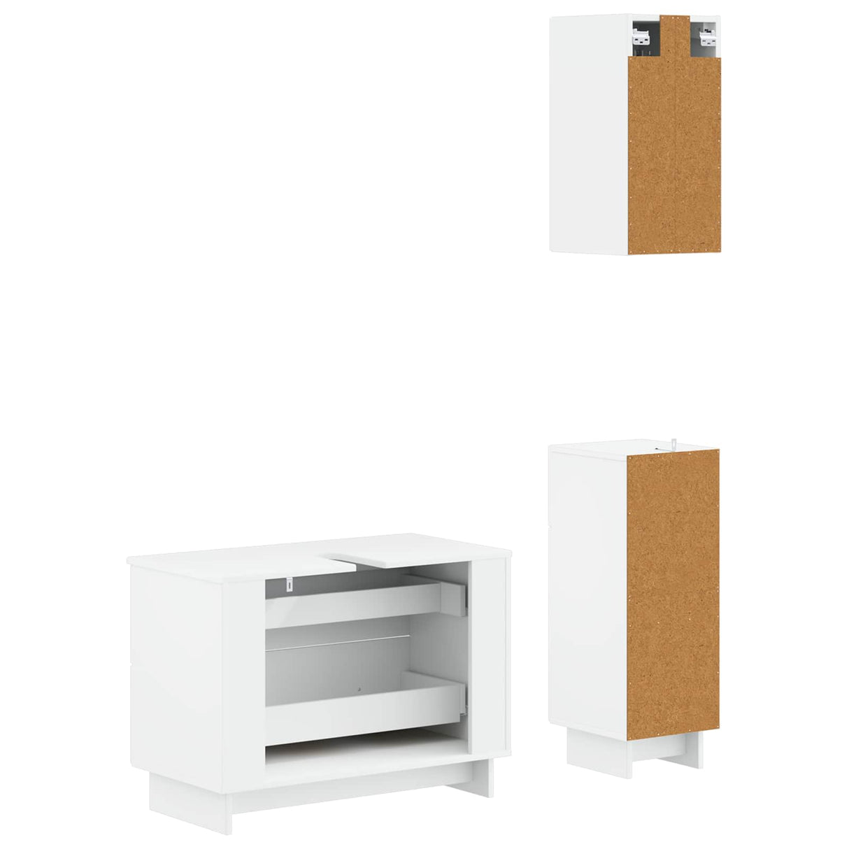 3 Piece Bathroom Cabinet Set EDE White Engineered Wood