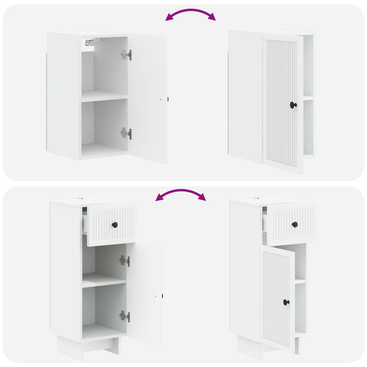 3 Piece Bathroom Cabinet Set EDE White Engineered Wood