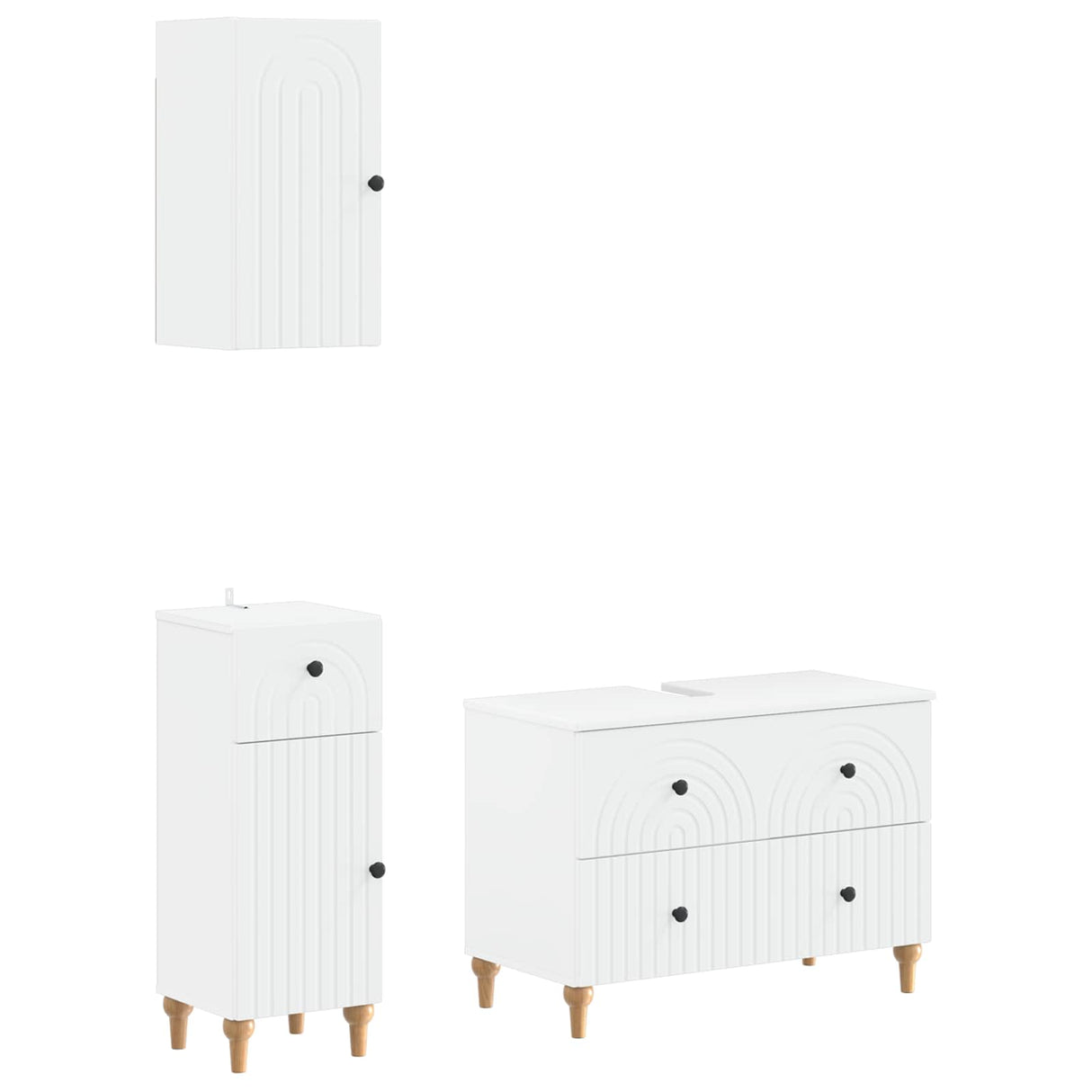 3 Piece Bathroom Cabinet Set ALKMAAR White Engineered Wood