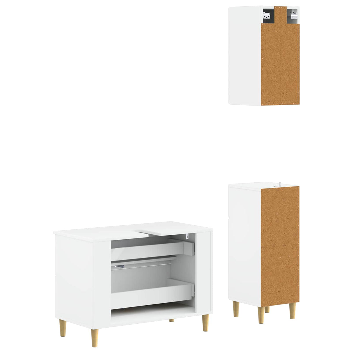 3 Piece Bathroom Cabinet Set ARNHEM White Engineered Wood