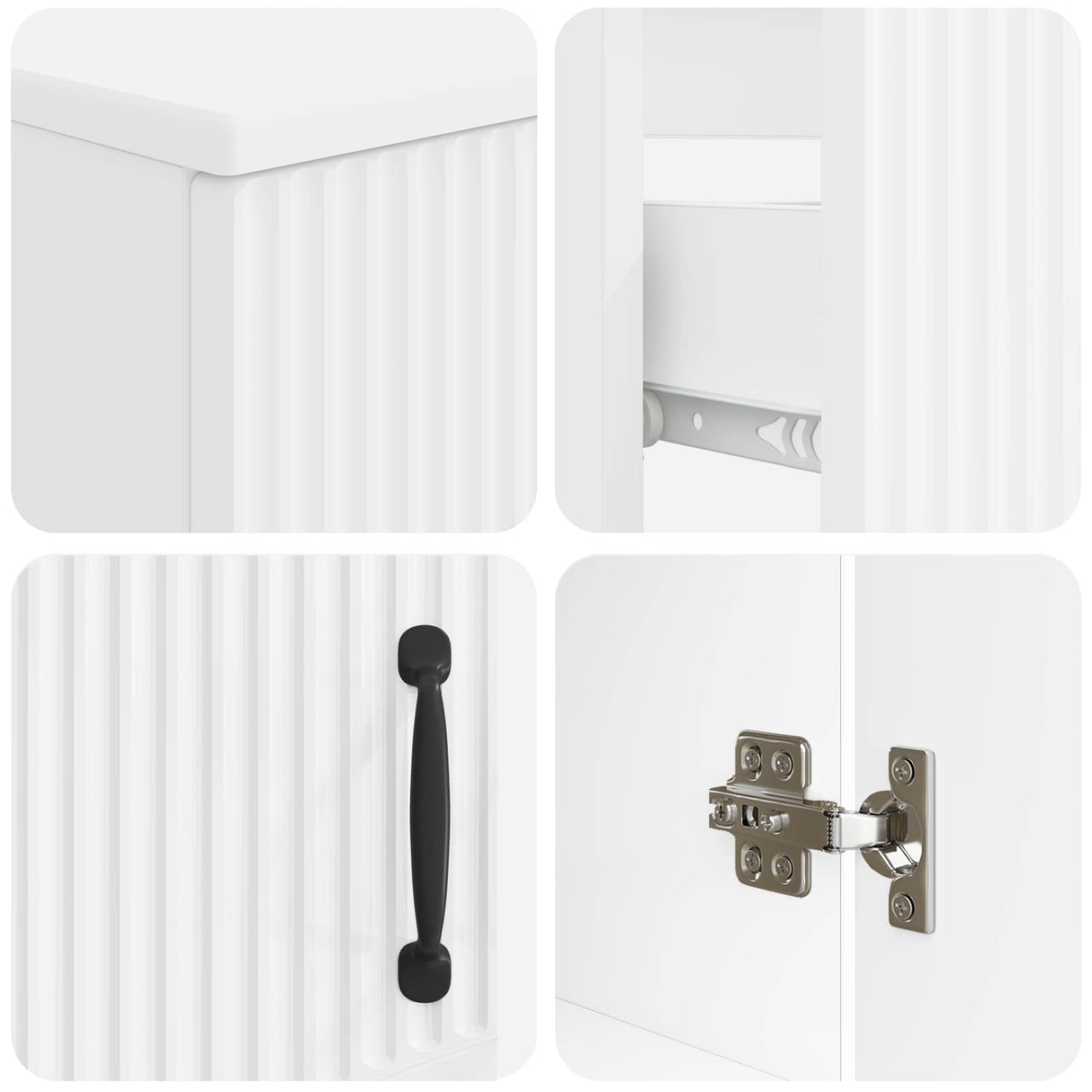 3 Piece Bathroom Cabinet Set HOORN White Engineered Wood