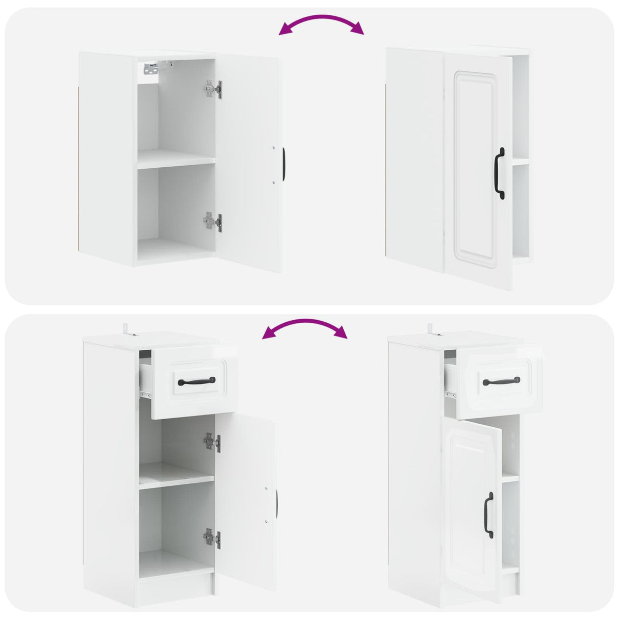 3 Piece Bathroom Cabinet Set UTRECHT White Engineered Wood