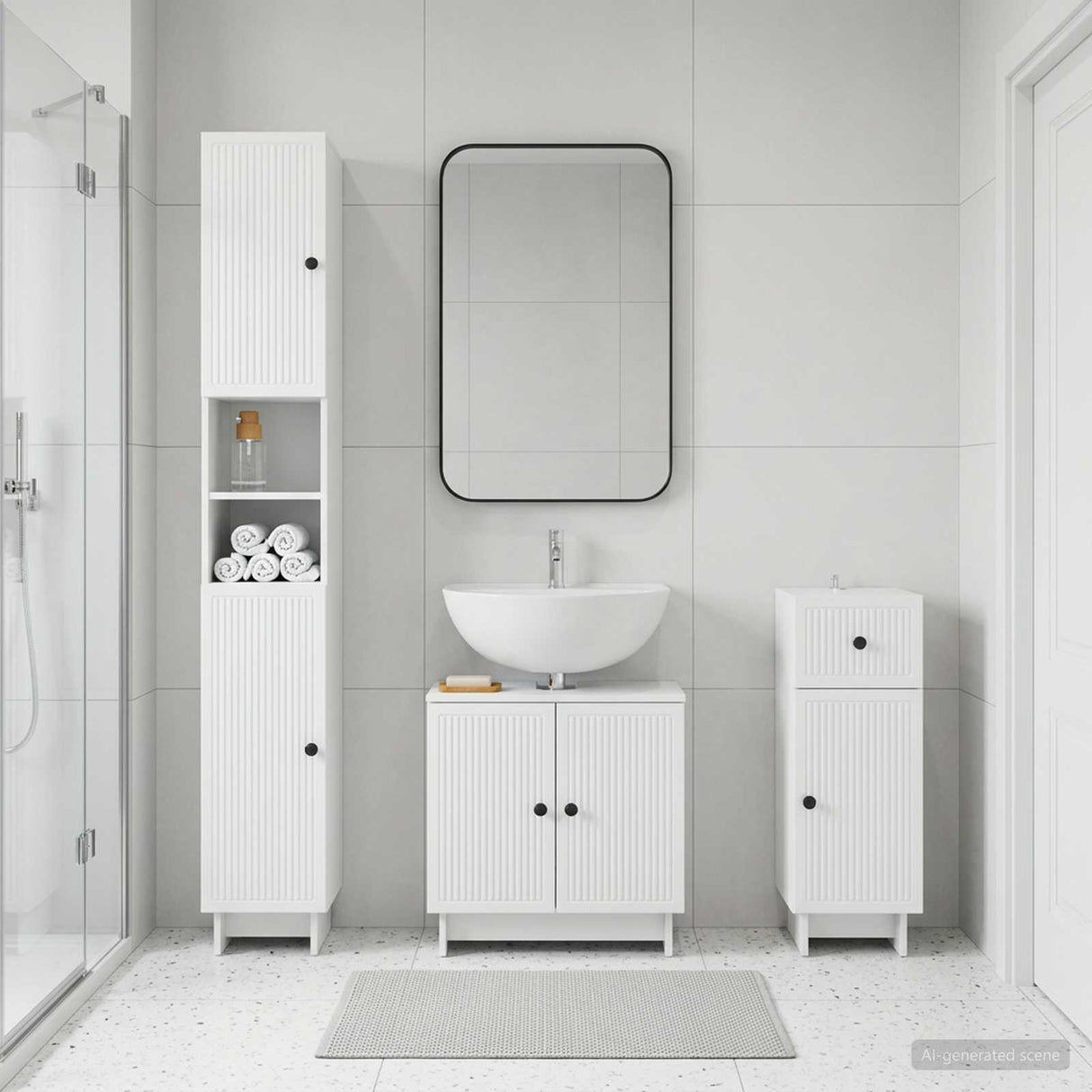 3 Piece Bathroom Cabinet Set EDE Engineered Wood