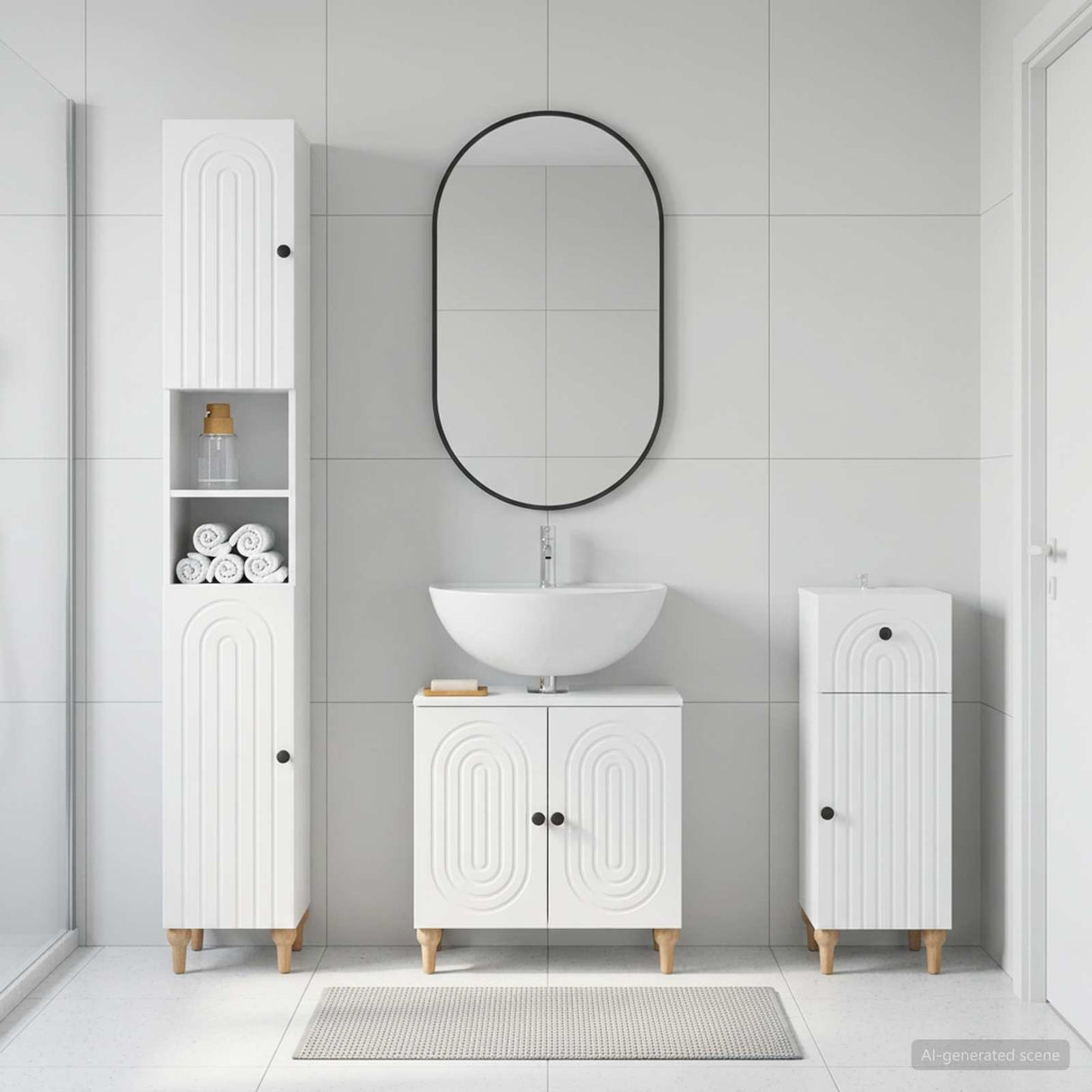 3 Piece Bathroom Cabinet Set ALKMAAR Engineered Wood