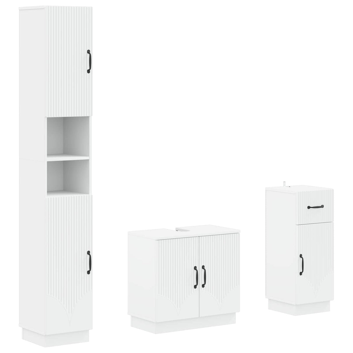 3 Piece Bathroom Cabinet Set HOORN Engineered Wood