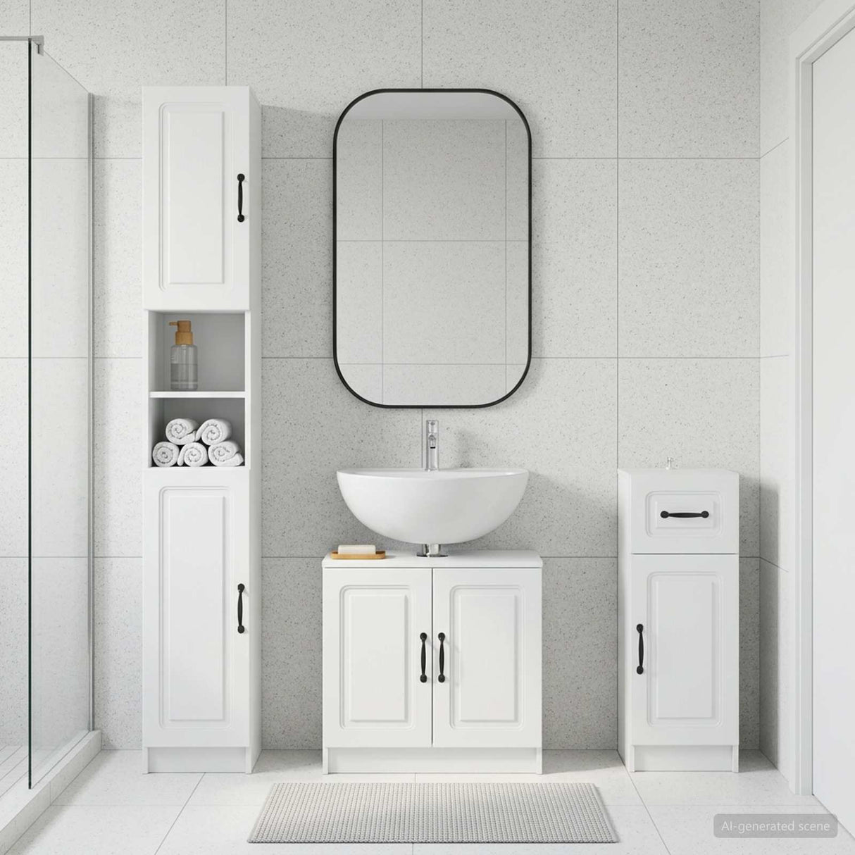 3 Piece Bathroom Cabinet Set UTRECHT Engineered Wood