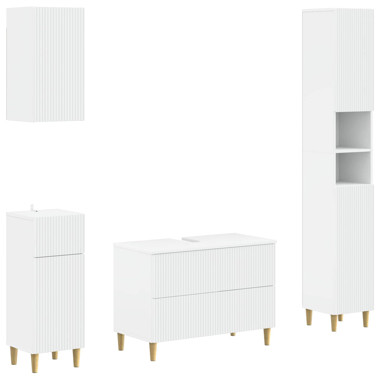 4 Piece Bathroom Cabinet Set ARNHEM White Engineered Wood