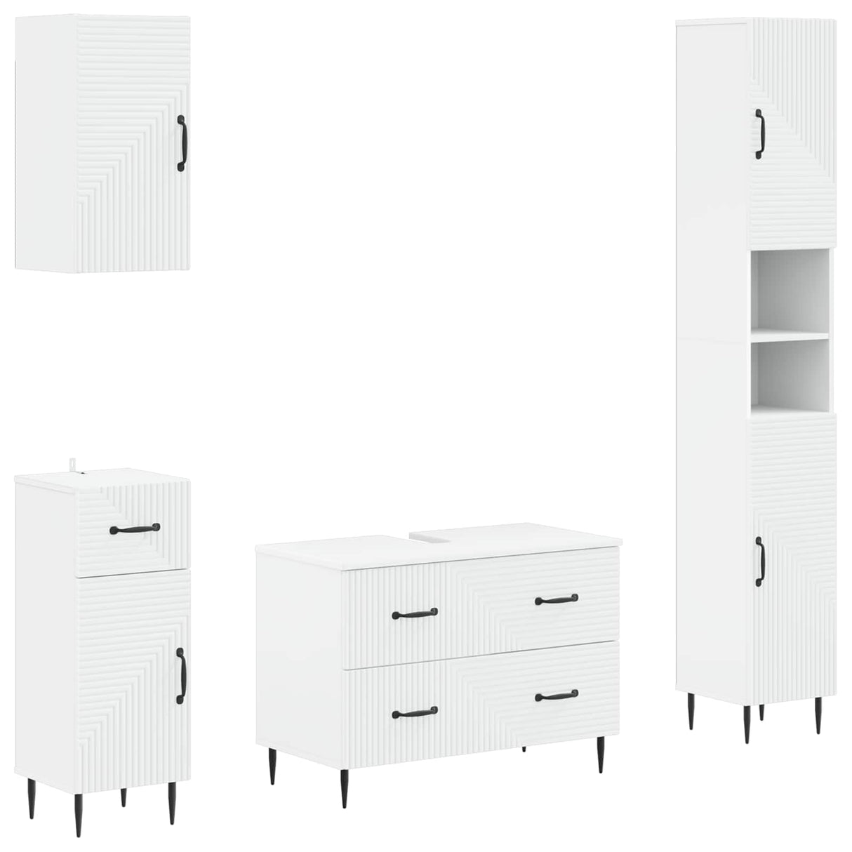 4 Piece Bathroom Cabinet Set HAARLEM White Engineered Wood