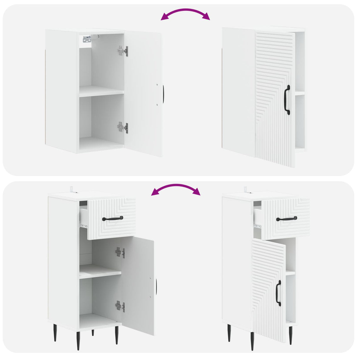 4 Piece Bathroom Cabinet Set HAARLEM White Engineered Wood