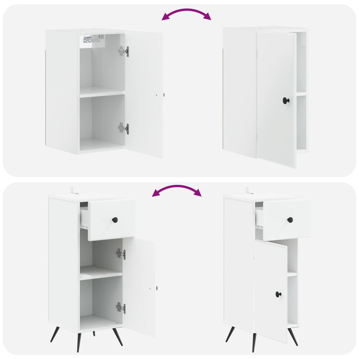 4 Piece Bathroom Cabinet Set BREDA White Engineered Wood