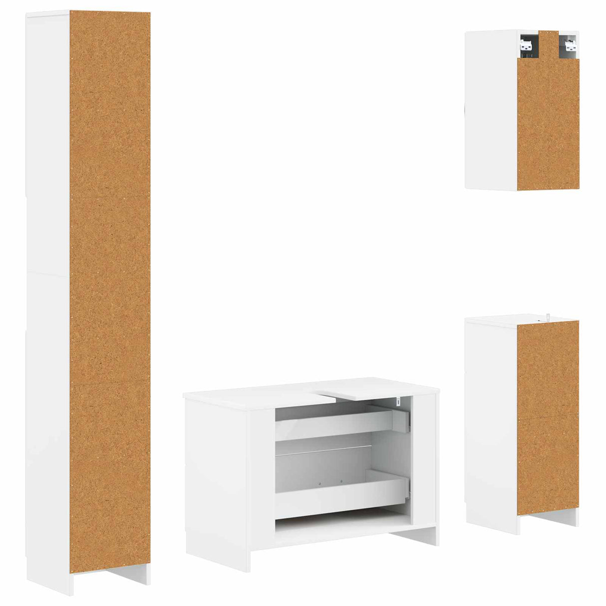 4 Piece Bathroom Cabinet Set UTRECHT White Engineered Wood