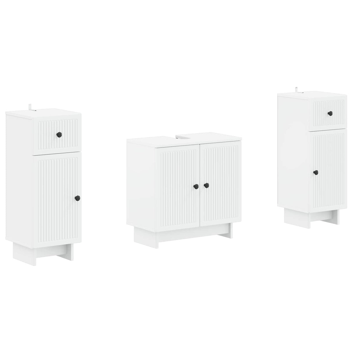 3 Piece Bathroom Cabinet Set EDE White Engineered Wood