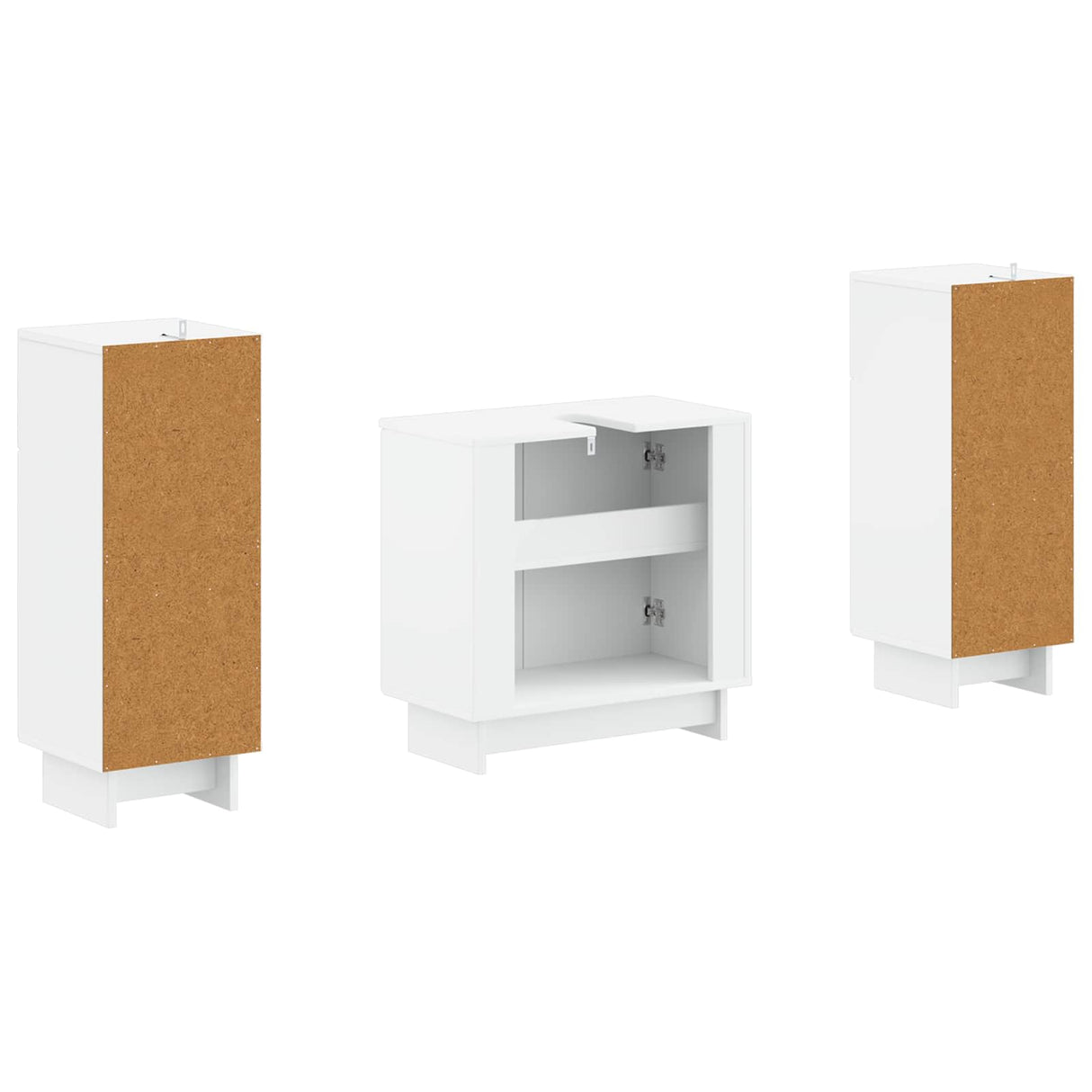 3 Piece Bathroom Cabinet Set EDE White Engineered Wood