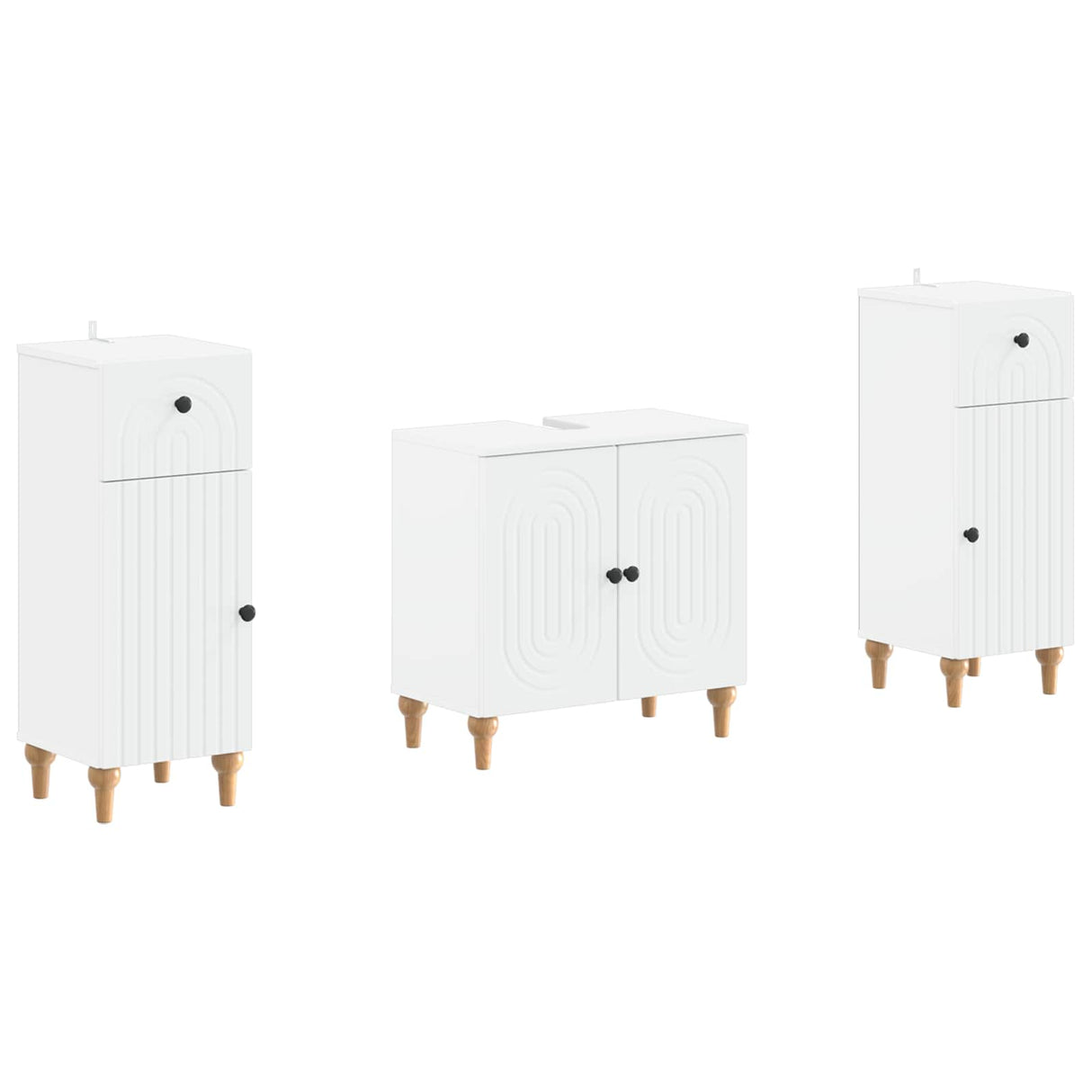 3 Piece Bathroom Cabinet Set ALKMAAR White Engineered Wood