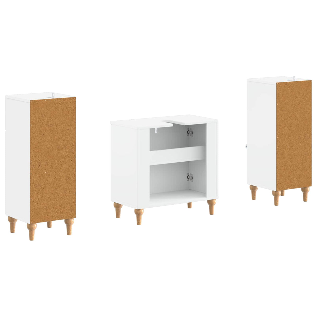 3 Piece Bathroom Cabinet Set ALKMAAR White Engineered Wood